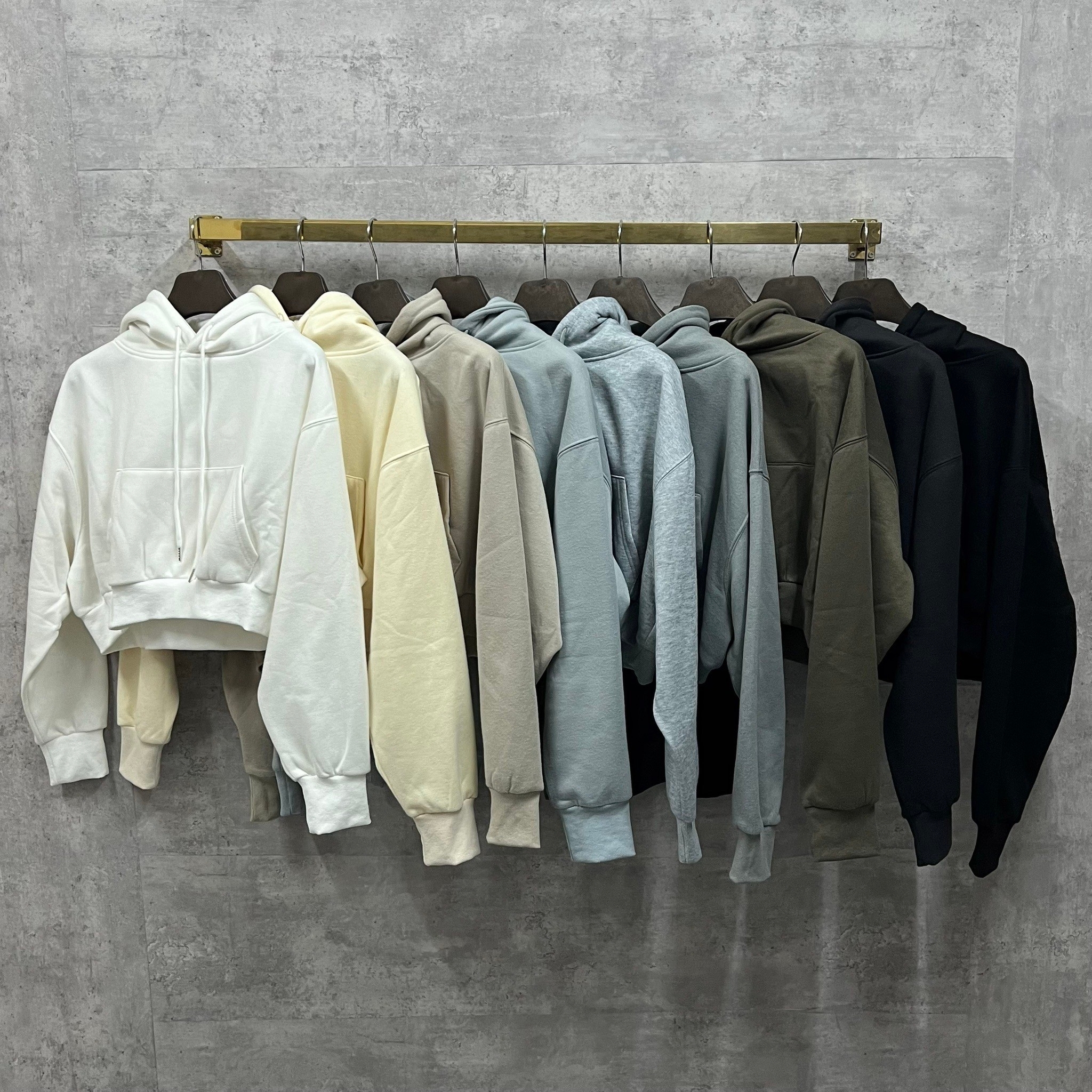 #98957 韓版百搭素面短版刷毛帽T