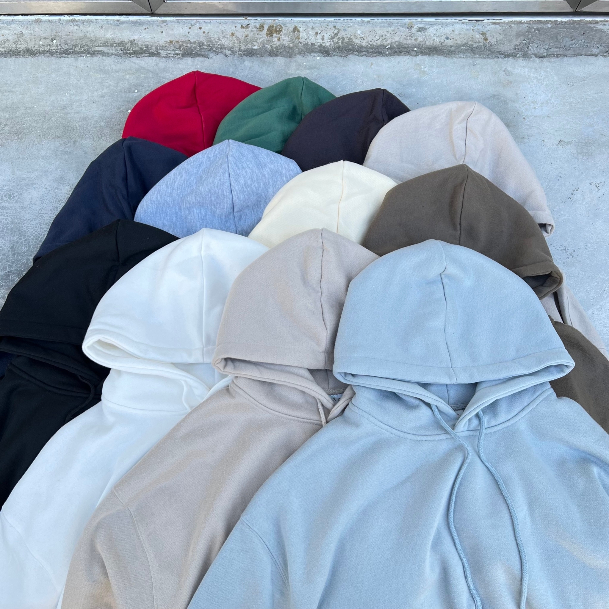 #98947 韓版落肩百搭素面刷毛帽T