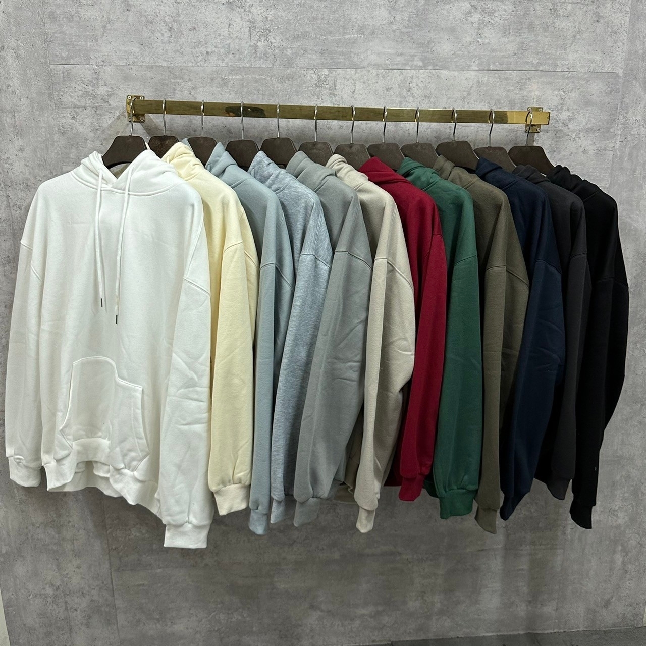 #98947 韓版落肩百搭素面刷毛帽T