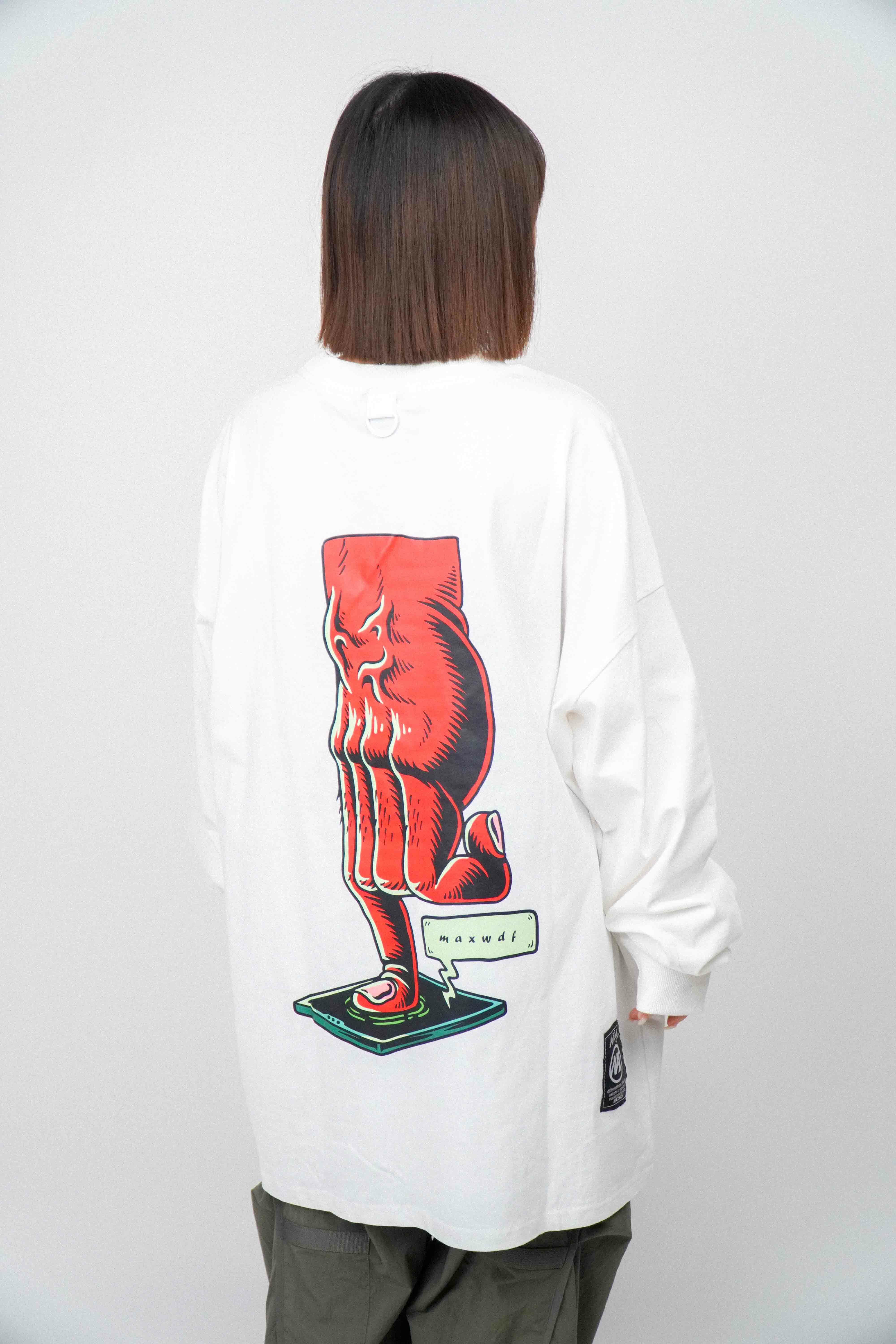 『Always_Good』自爆按鈕 大印花 寬鬆 薄長TEE