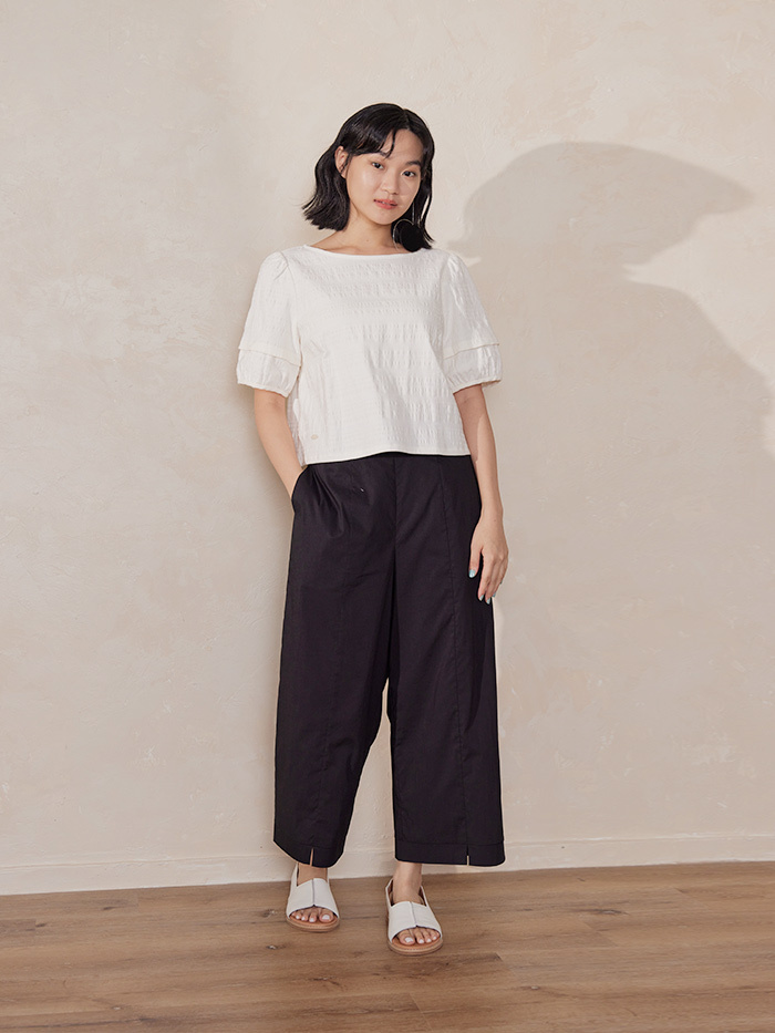 自在切角9分寬褲-入夜