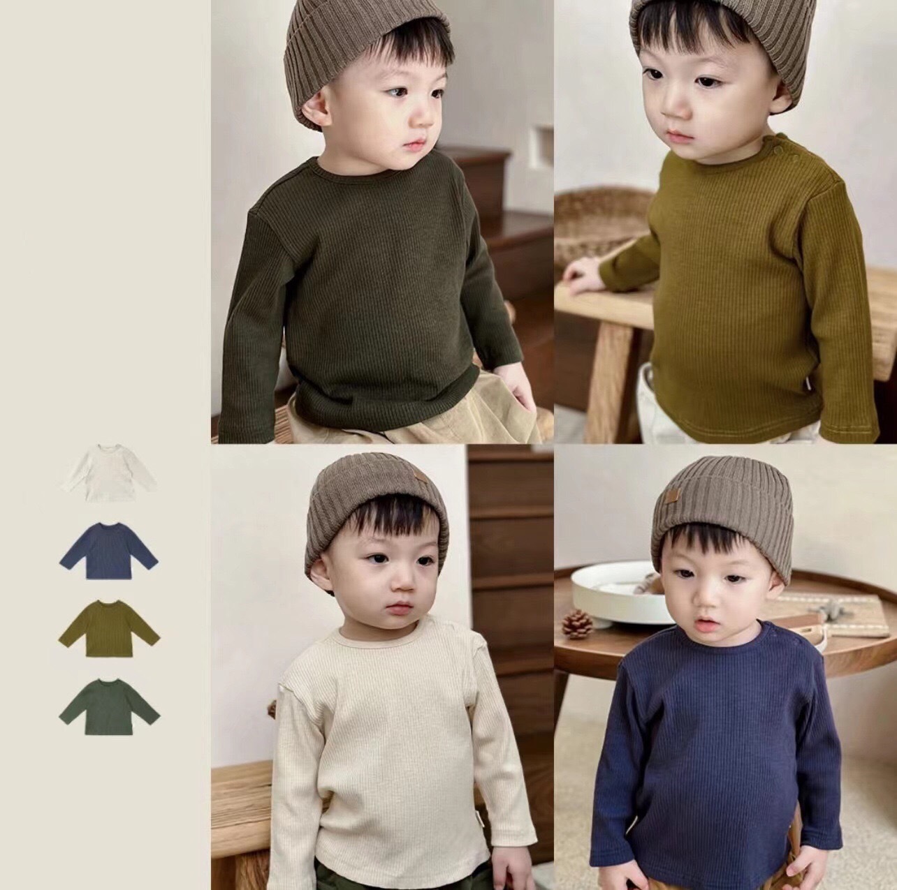 基礎四色純棉圓領上衣