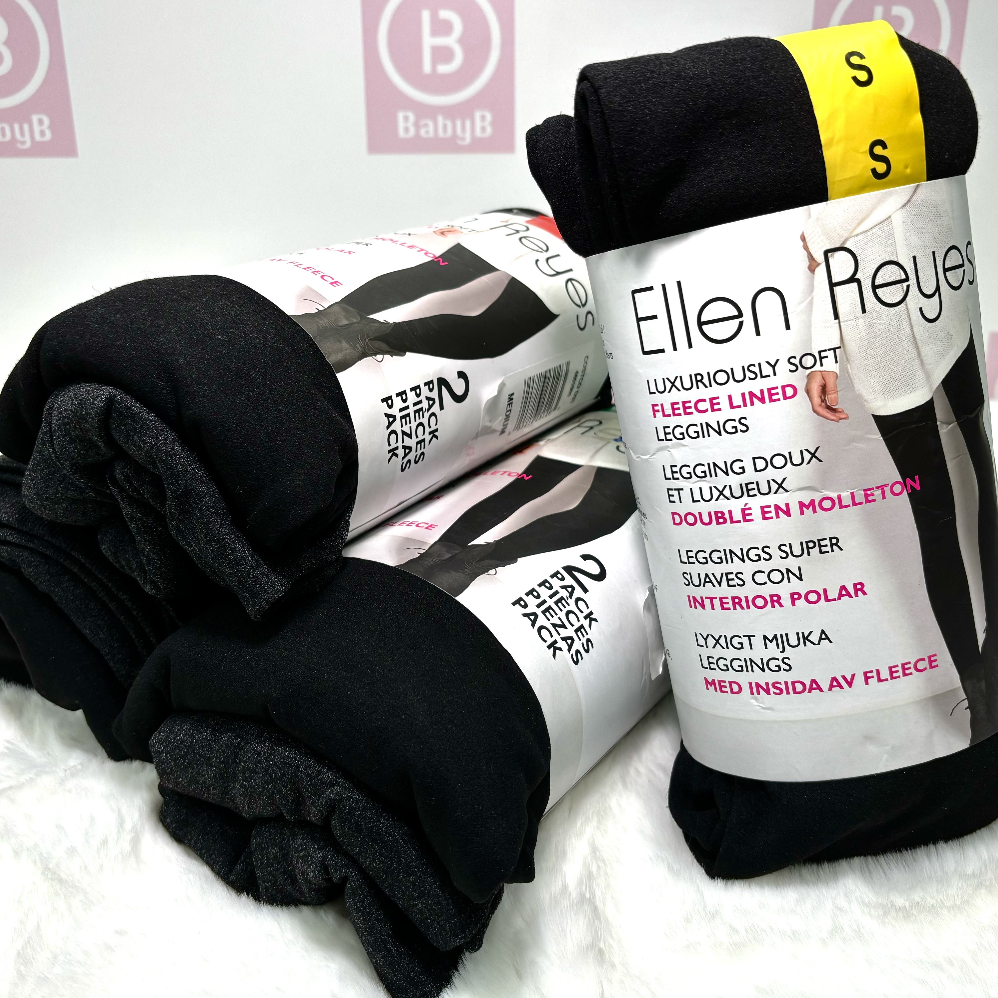 Ellen Reyes Luxuriously Soft Fleece Lined Leggings 2 Pack black