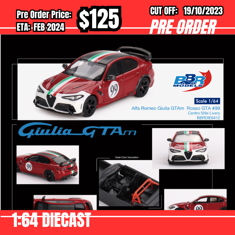 PO-$125 * BBR * 1:64 Alfa Romeo Giulia GTAm  Rosso GTA #99  Centro Stile Livery [OD06/10]