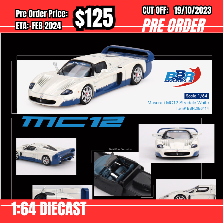 PO-$125 * BBR * 1:64 Maserati MC12 Stradale White [OD06/10]