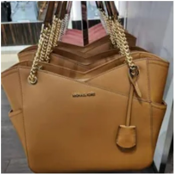 [S] MICHAEL KORS 35F1GTVT3L JET SET TRAVEL LEATHER LG X CHAIN SHOULDER TOTE,LUGGAGE, 194900658260 (SMK607)