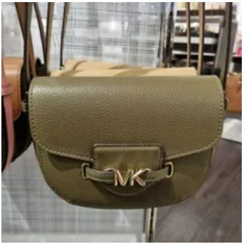 [S] MICHAEL KORS 35F3G6RC1T REED SM LEATHER SADDLE XBODY,OLIVE, 196163990262 (SMK608)