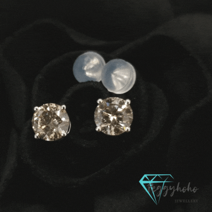 全新18K白金【主石1卡50份鑽石】耳環