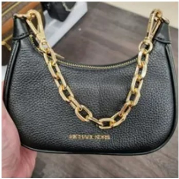 [S] MICHAEL KORS 35R3G4CC5L CORA LEATHER MINI ZIP POUCHETTE,BLACK, 196163633350 (SMK612)