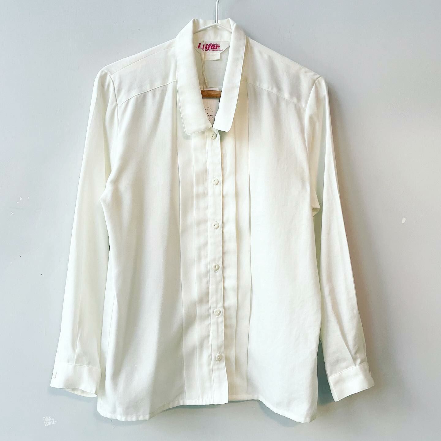 米白色綿質直間褶上衣