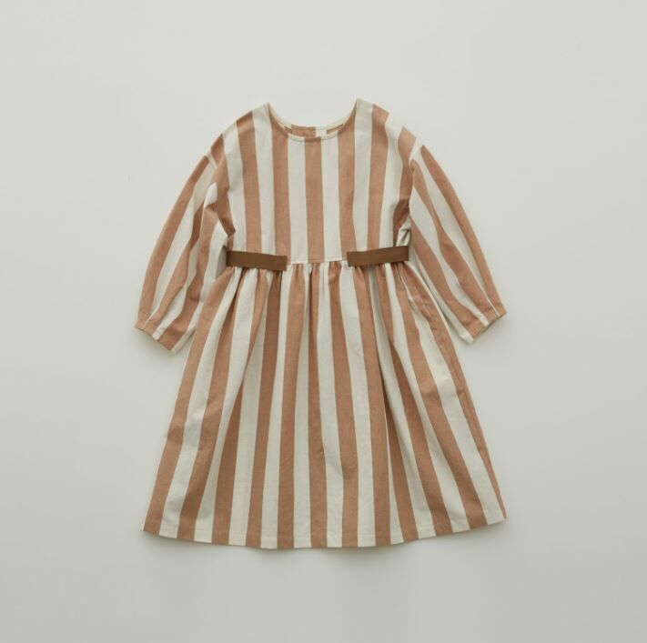 ELFINFOLK 棉麻直條紋洋裝 Cotton linen wide stripe dress