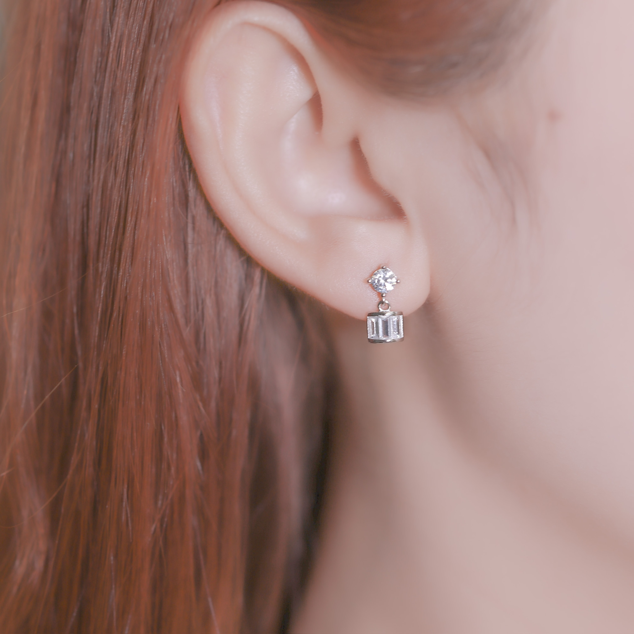 | 925 Silver・White Gold・Rose Gold | Wonderful Box Earrings（Silver / Rose Gold） | EA0688 |