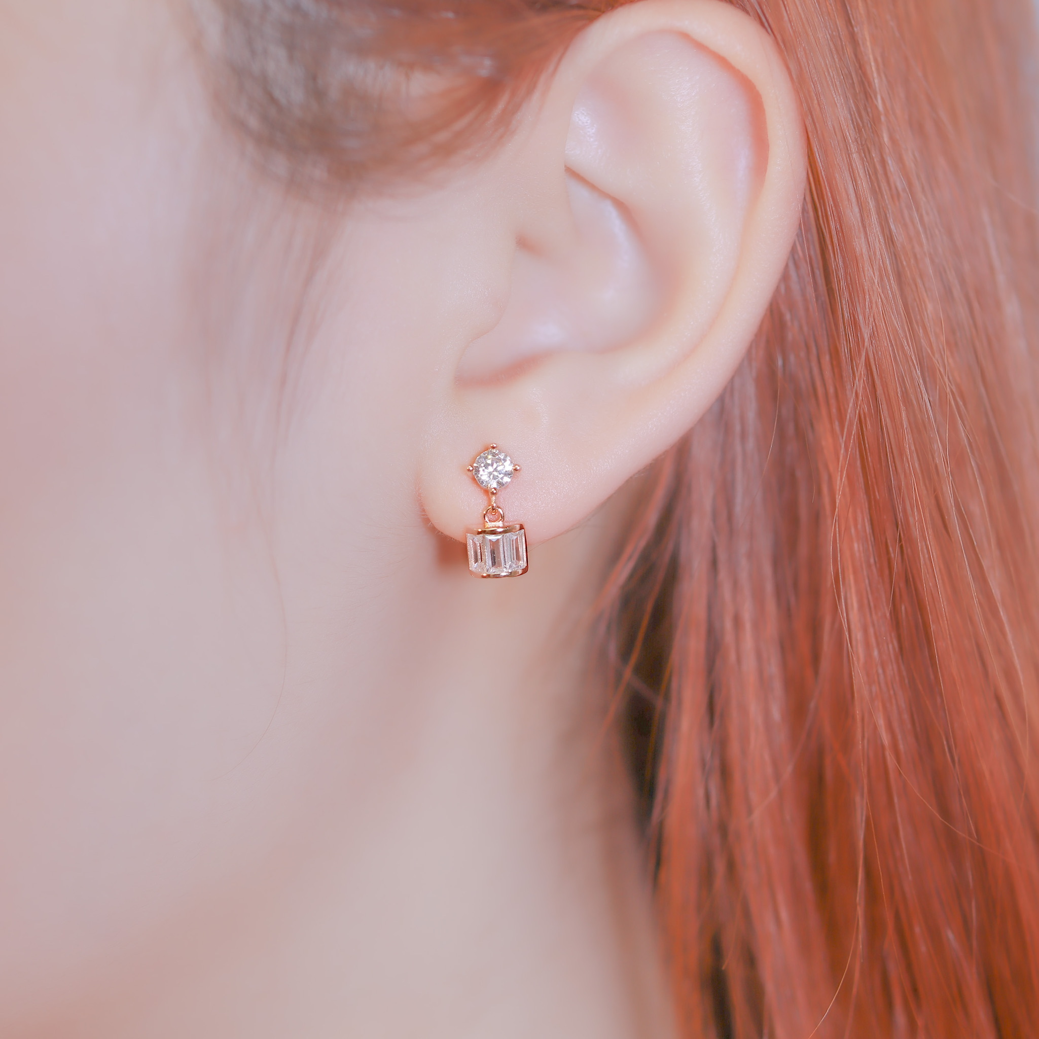 | 925 Silver・White Gold・Rose Gold | Wonderful Box Earrings（Silver / Rose Gold） | EA0688 |
