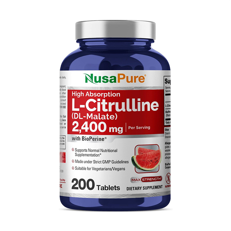 NusaPure L-Citrulline 2,400mg with Bioperine , 200 Vegetarian Tablets