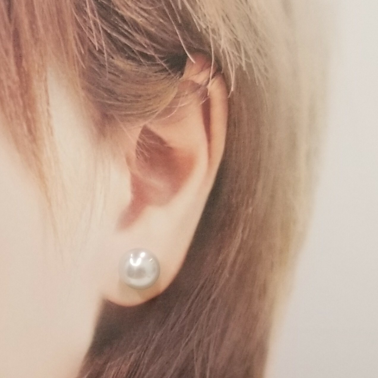 全新18K白金南洋白珍珠耳環