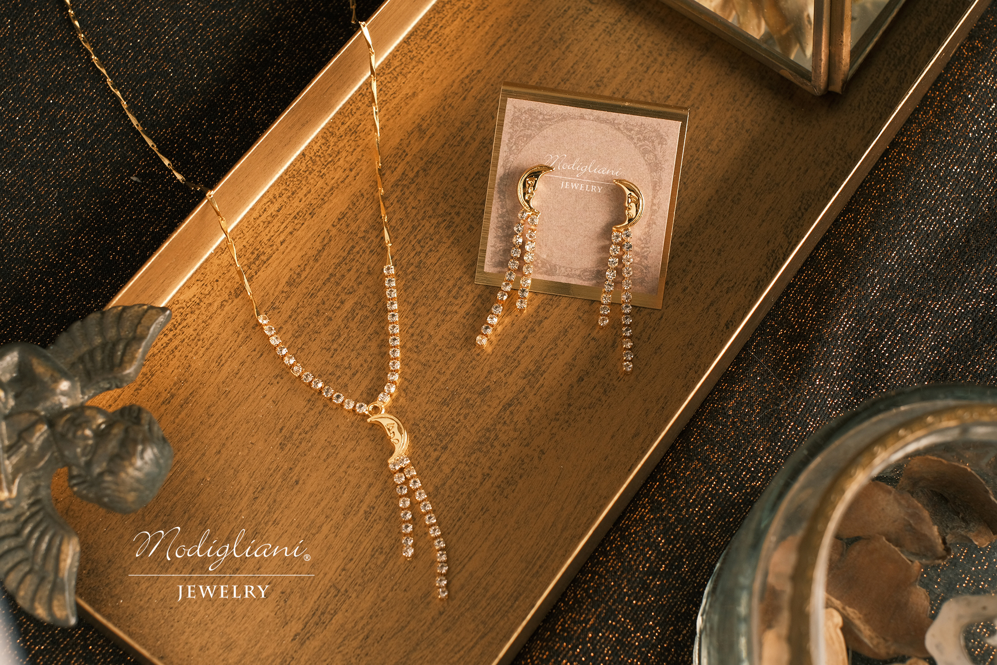 黃銅飾品,黃銅,施華洛世奇水鑽,月亮,氣質,耳環,18k金