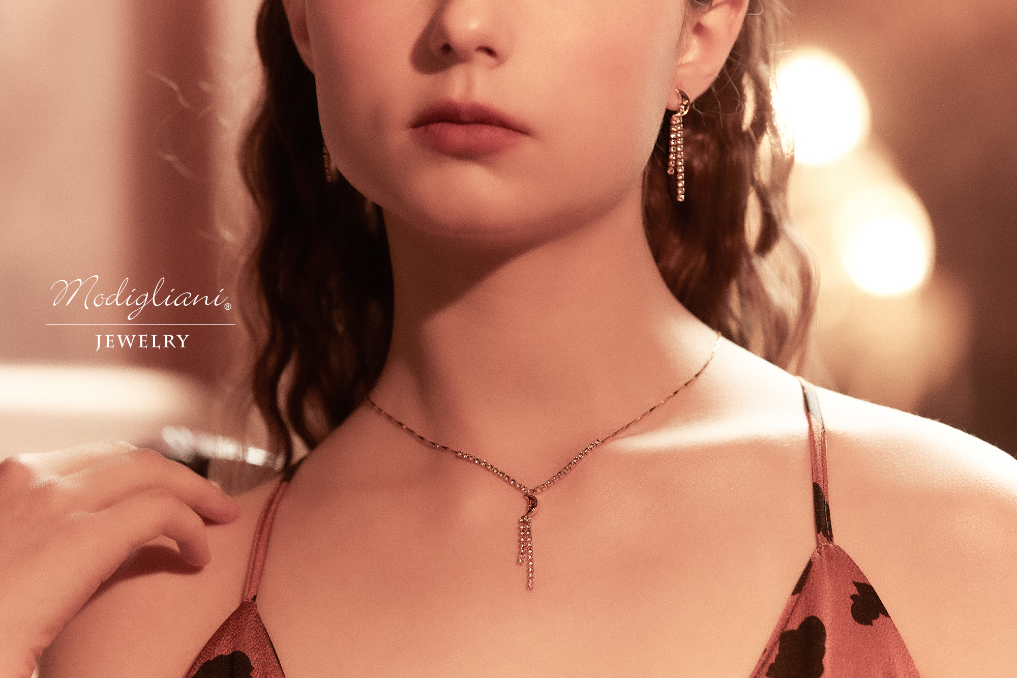 黃銅飾品,黃銅,施華洛世奇水鑽,月亮,氣質,項鍊,18k金