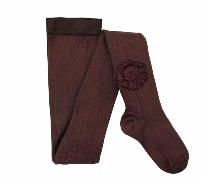COLLEGIEN 針織花朵褲襪Floriane -Châtaigne酒紅
