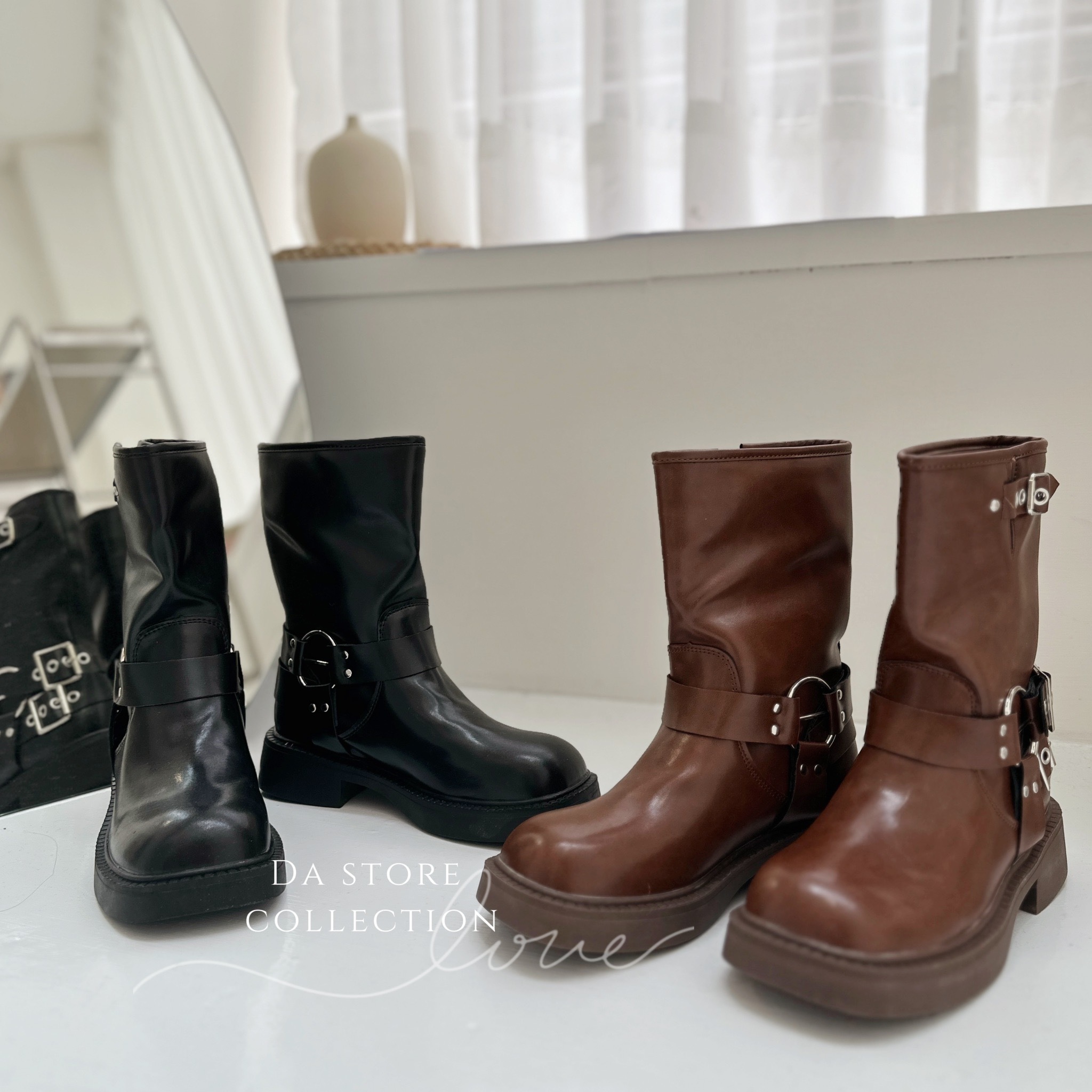 西部復古風中筒靴/二色