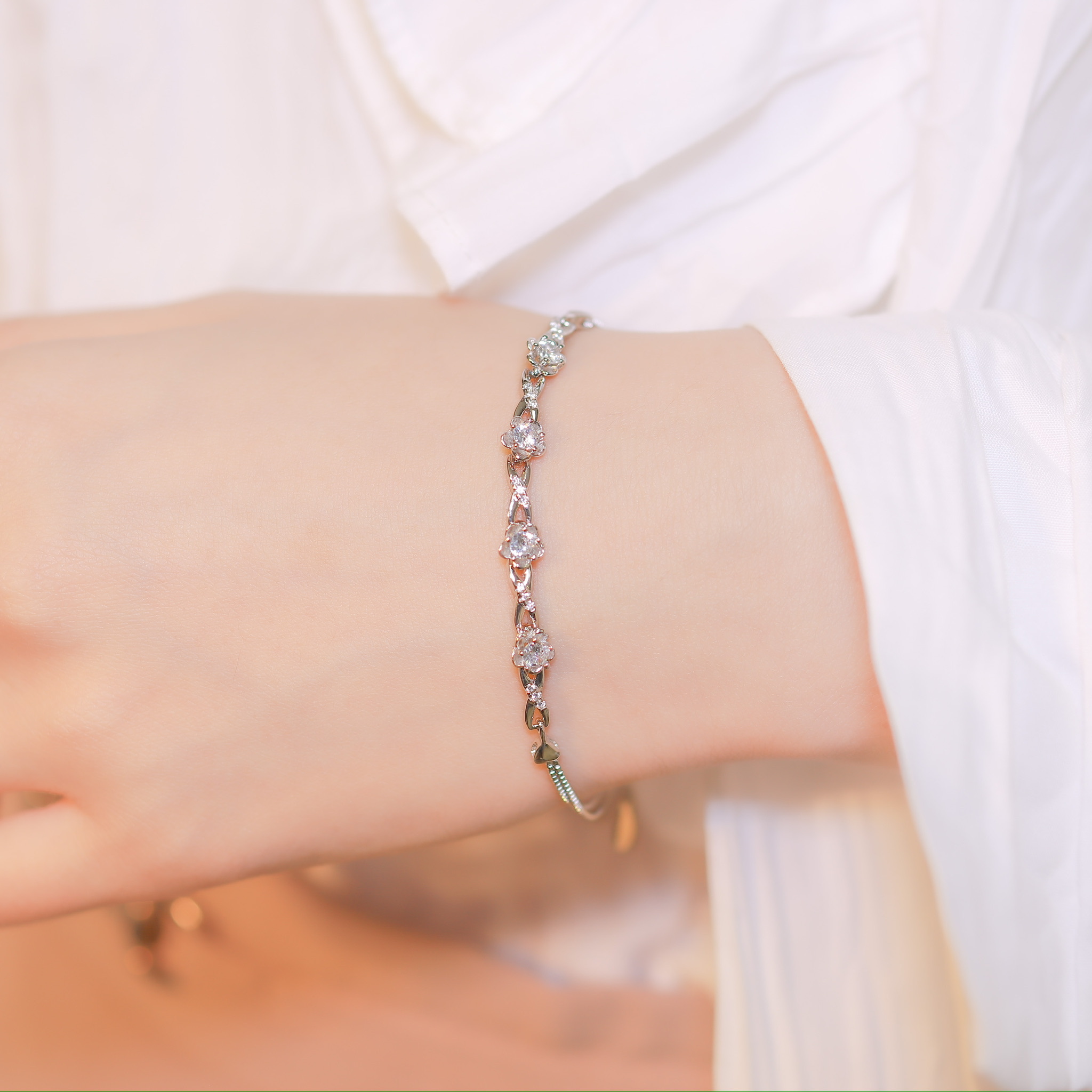 | 925銀丨花漾心態軟手鐲（白色 / 粉色）| BR0951 |