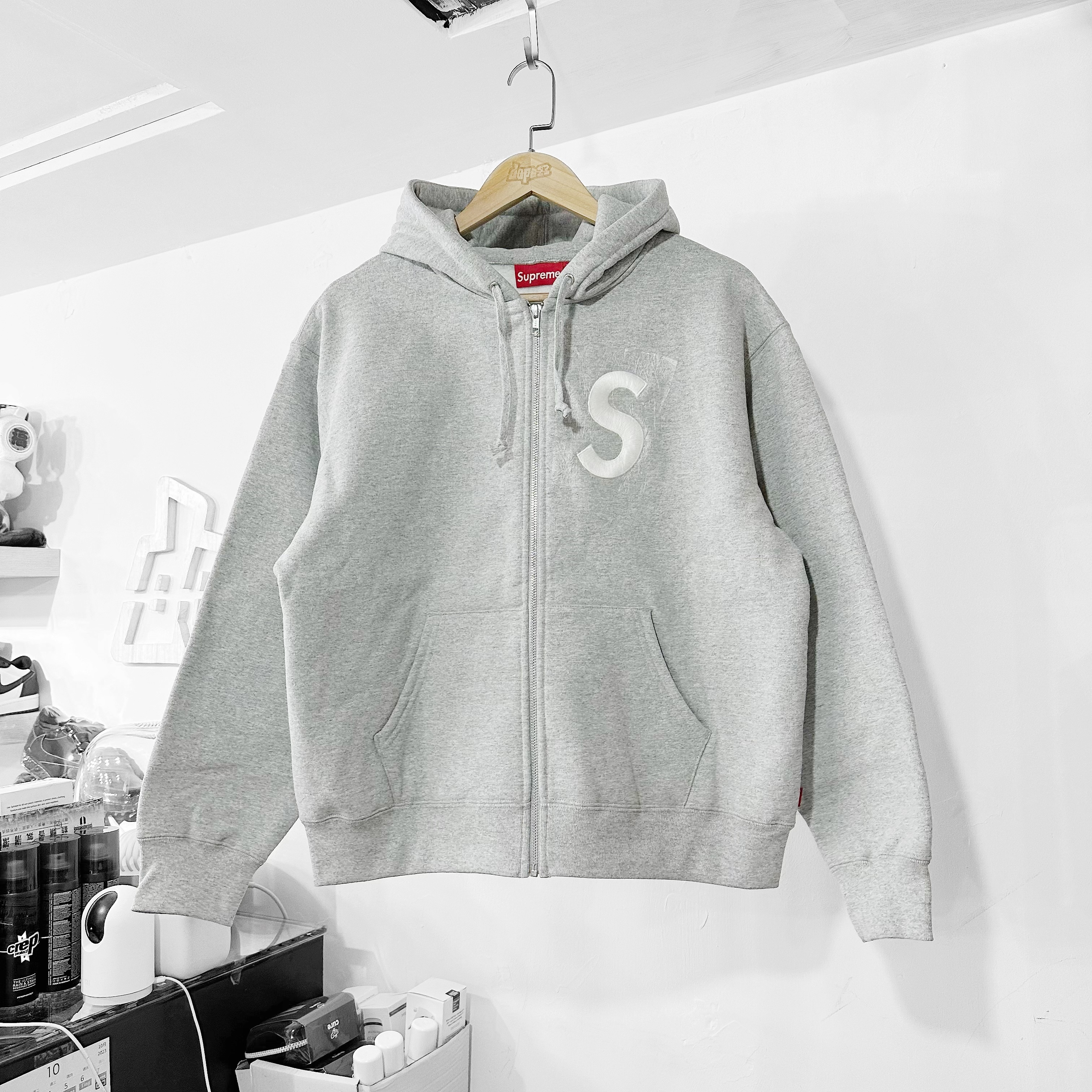 SUPREME FW24 S LOGO ZIP UP HOODED SWEATSHIRT GREY 拉鏈外套
