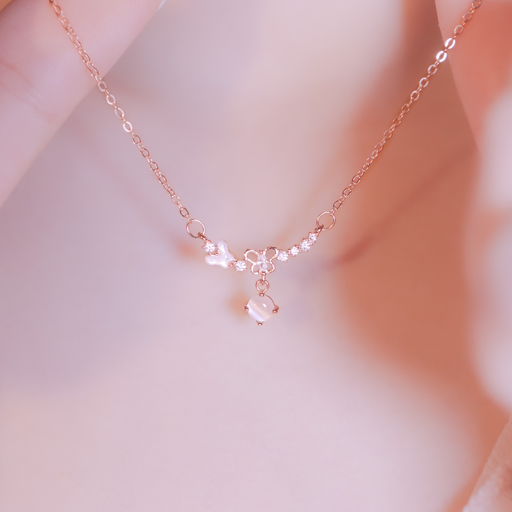 | 925純銀・白金・玫瑰金 | 蝴蝶花軌項鍊 | NE0968 |