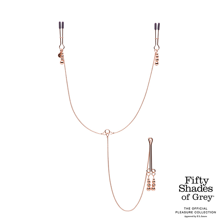 格雷的五十道陰影 All Sensation 金色串珠鏈條乳夾+陰蒂夾