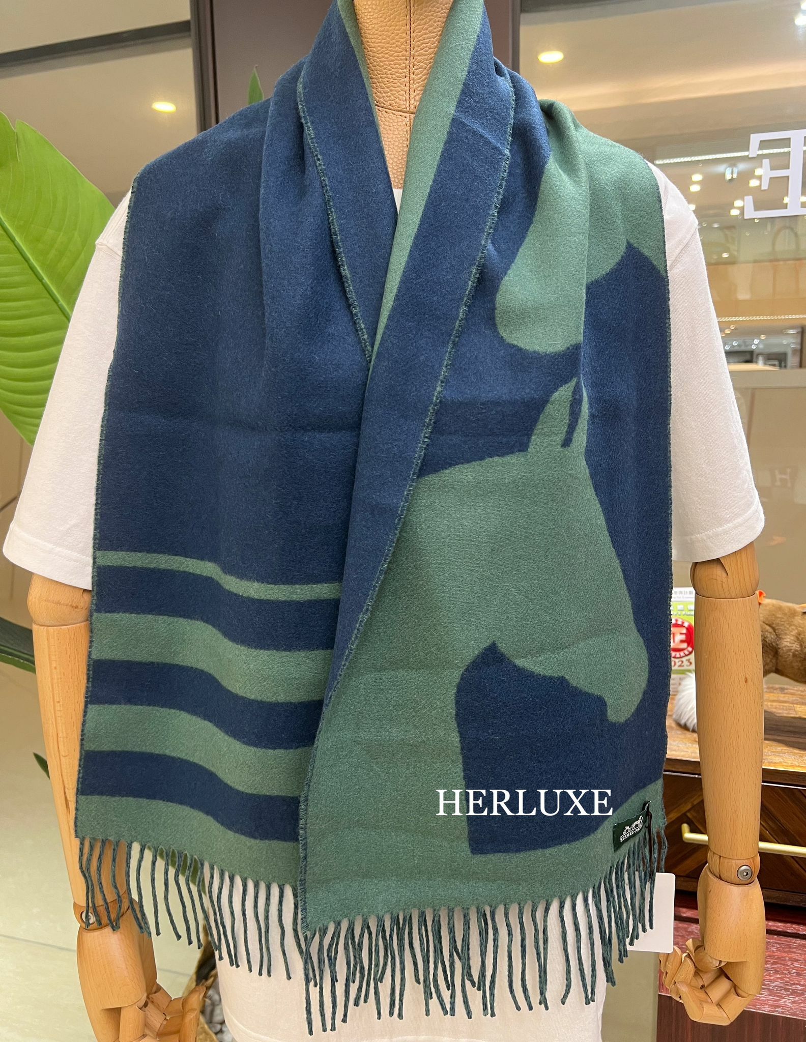 Casaque Love Story muffler Vert / Indigo 30 x 140 cm