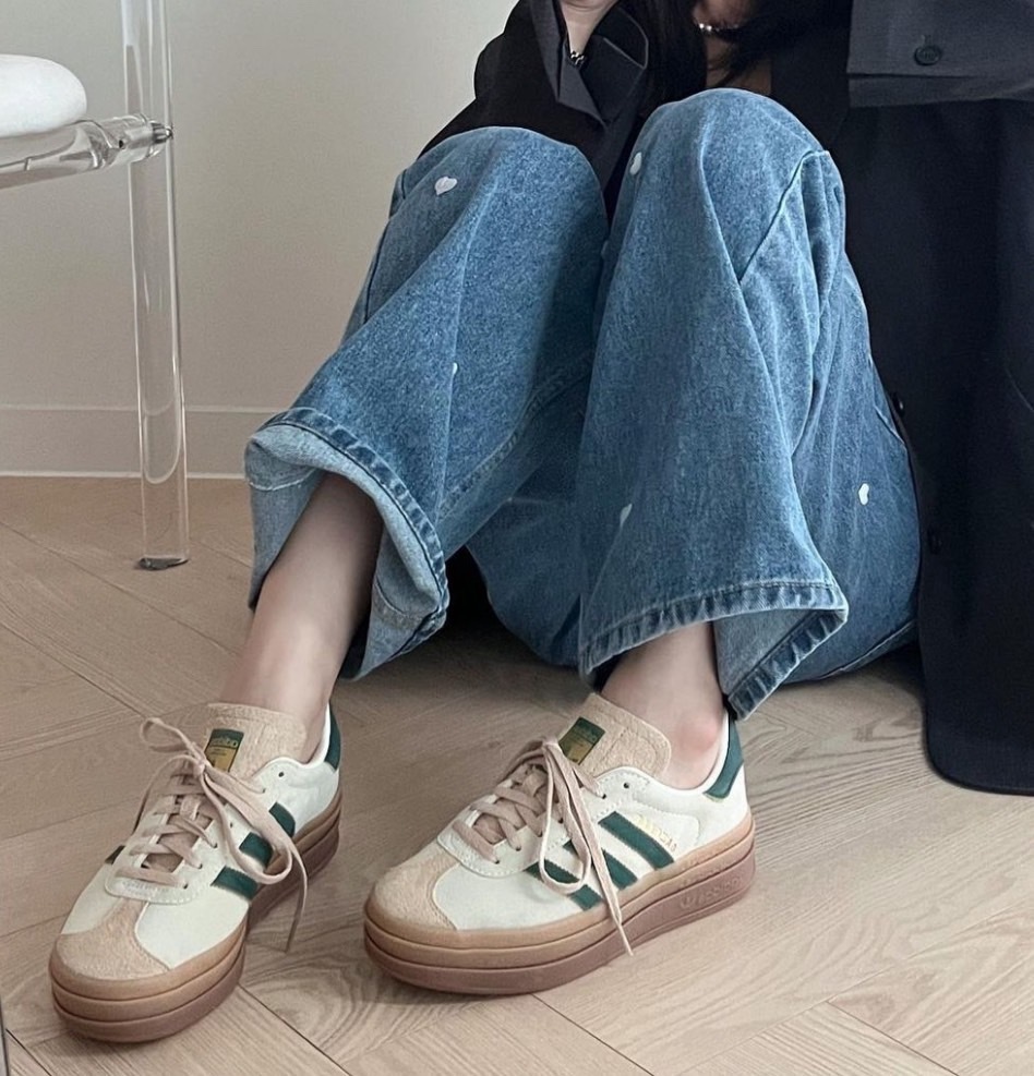 【Luxury】Adidas Gazelle Bold 厚底 焦糖奶綠 胭脂青蘋果 ID7056 秒殺新款 休閒鞋 女鞋 卡其增高拼接 復古 麂皮膠底焦糖底 雙層厚底 榛果復古綠 大地色 愛迪達