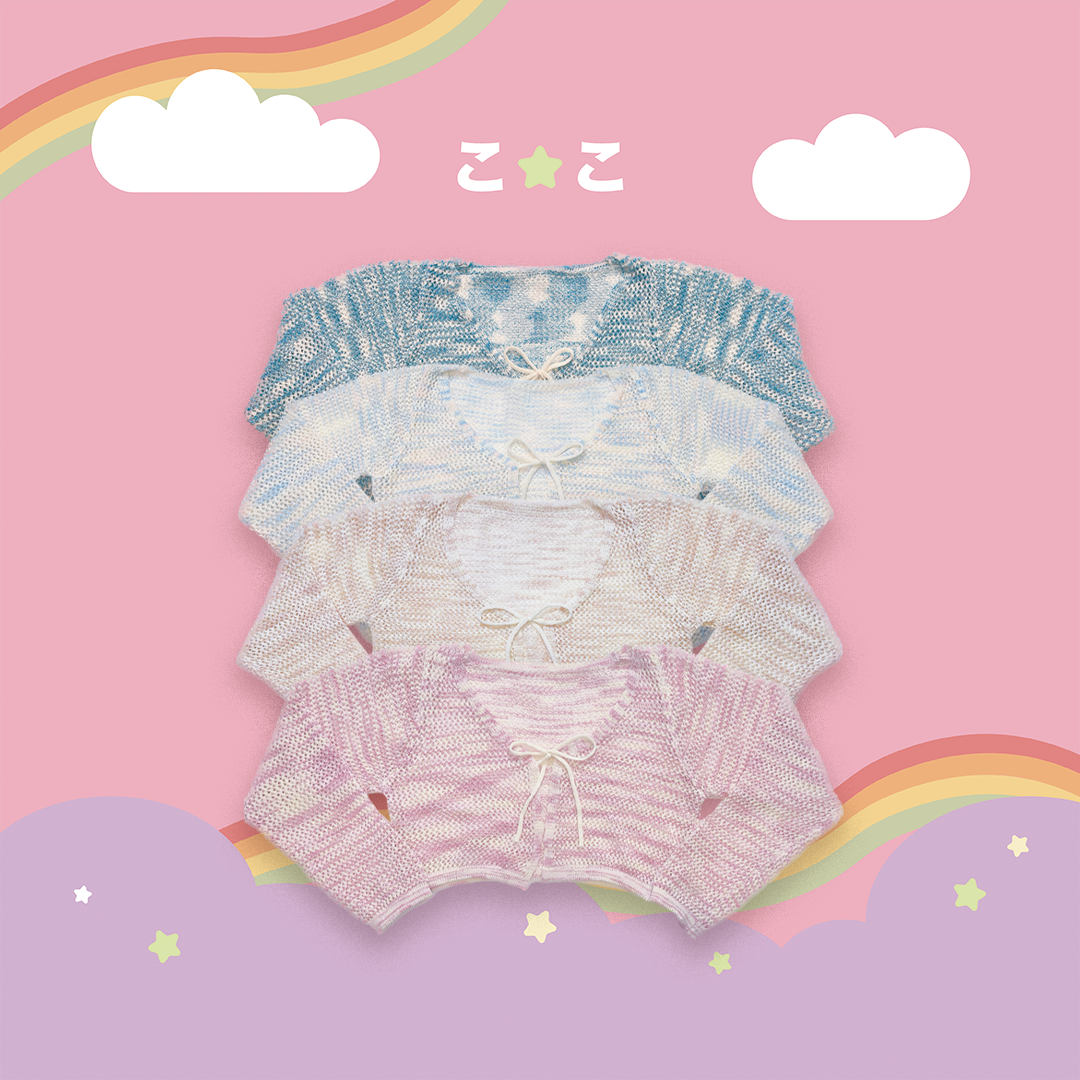 こ♡こ 混色綁帶針織罩衫