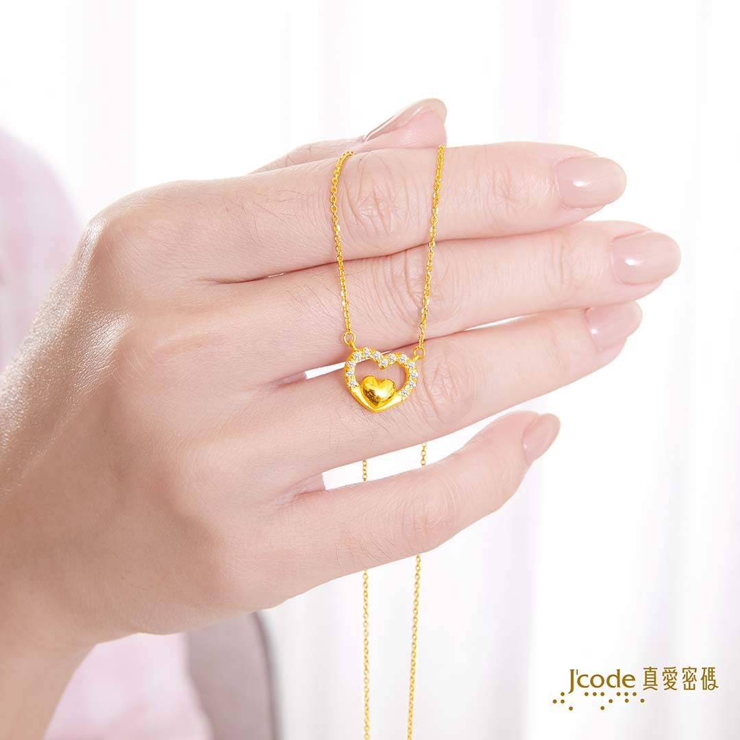 我愛你/真心不變(鋯石) 黃金項鍊