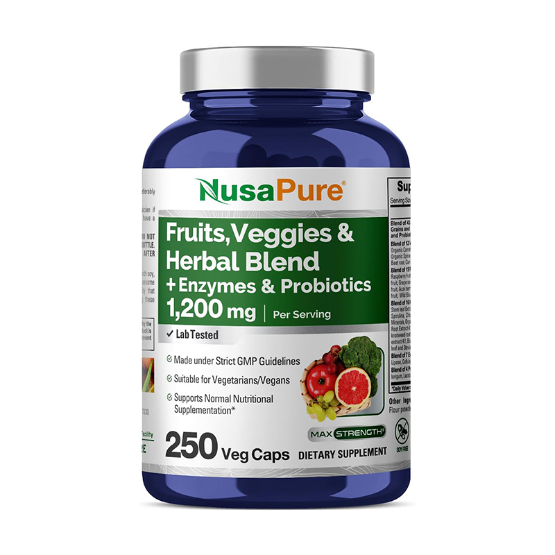 NusaPure Fruits and Veggies Supplement,  250 Veg Capsules