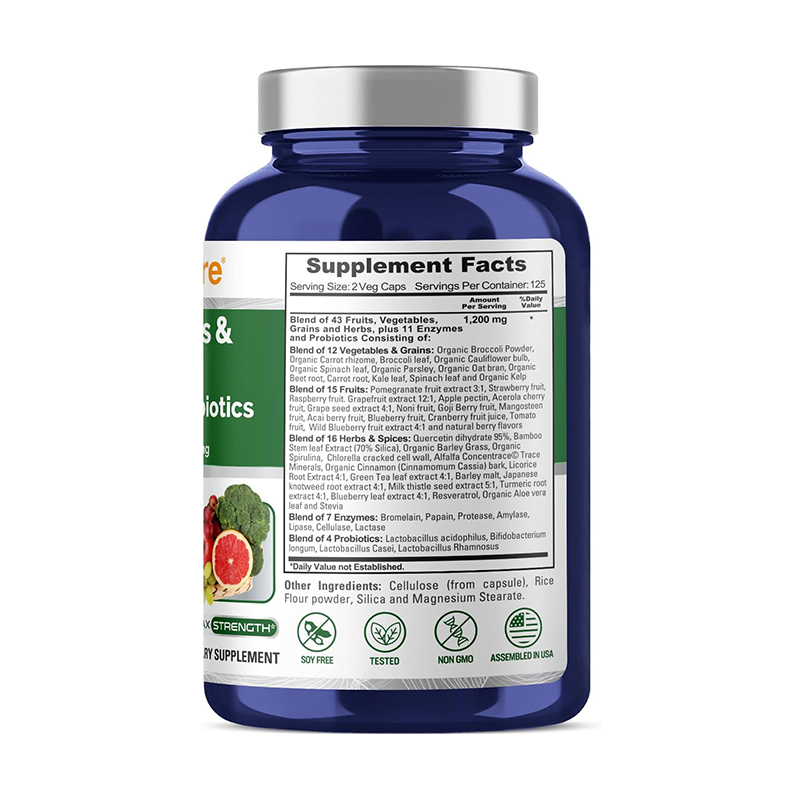 NusaPure Fruits and Veggies Supplement,  250 Veg Capsules