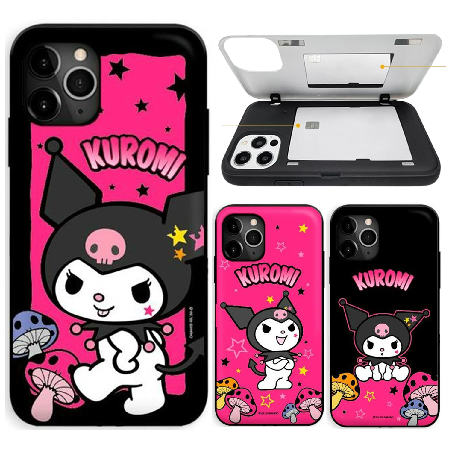 Sanrio - Door Card Case - Kuromi系列翻蓋插卡槽防撞手機雙層保護殼 TY