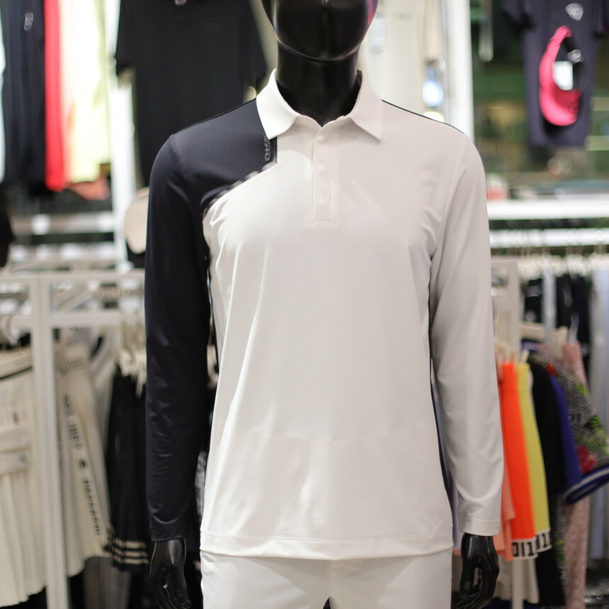 男款 401M 韓國Passardi Golf/春夏季 酷涼感材質印花Skull圖騰Polo彈性長袖T恤/高爾夫球衣