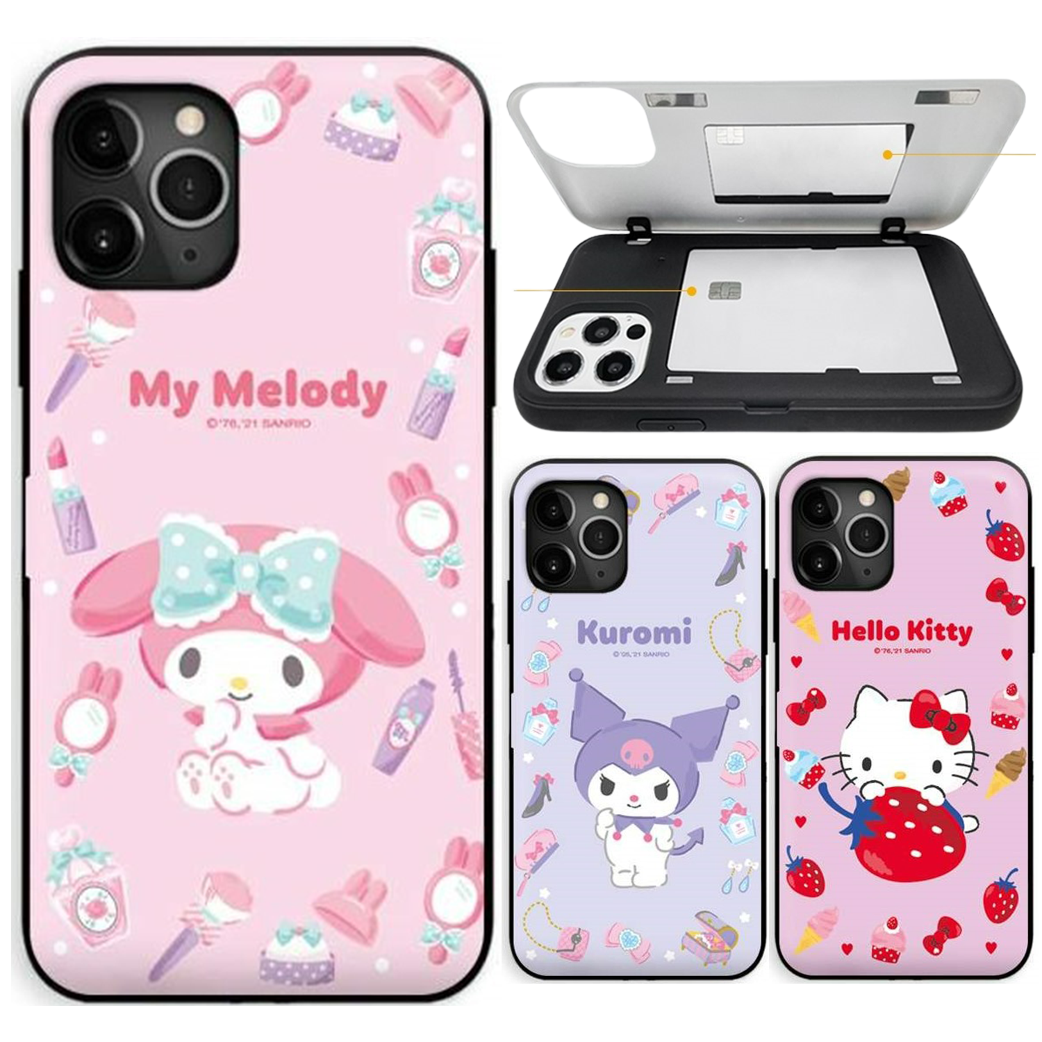 Sanrio - Door Card Case - 翻蓋插卡槽防撞手機雙層保護殼 TY