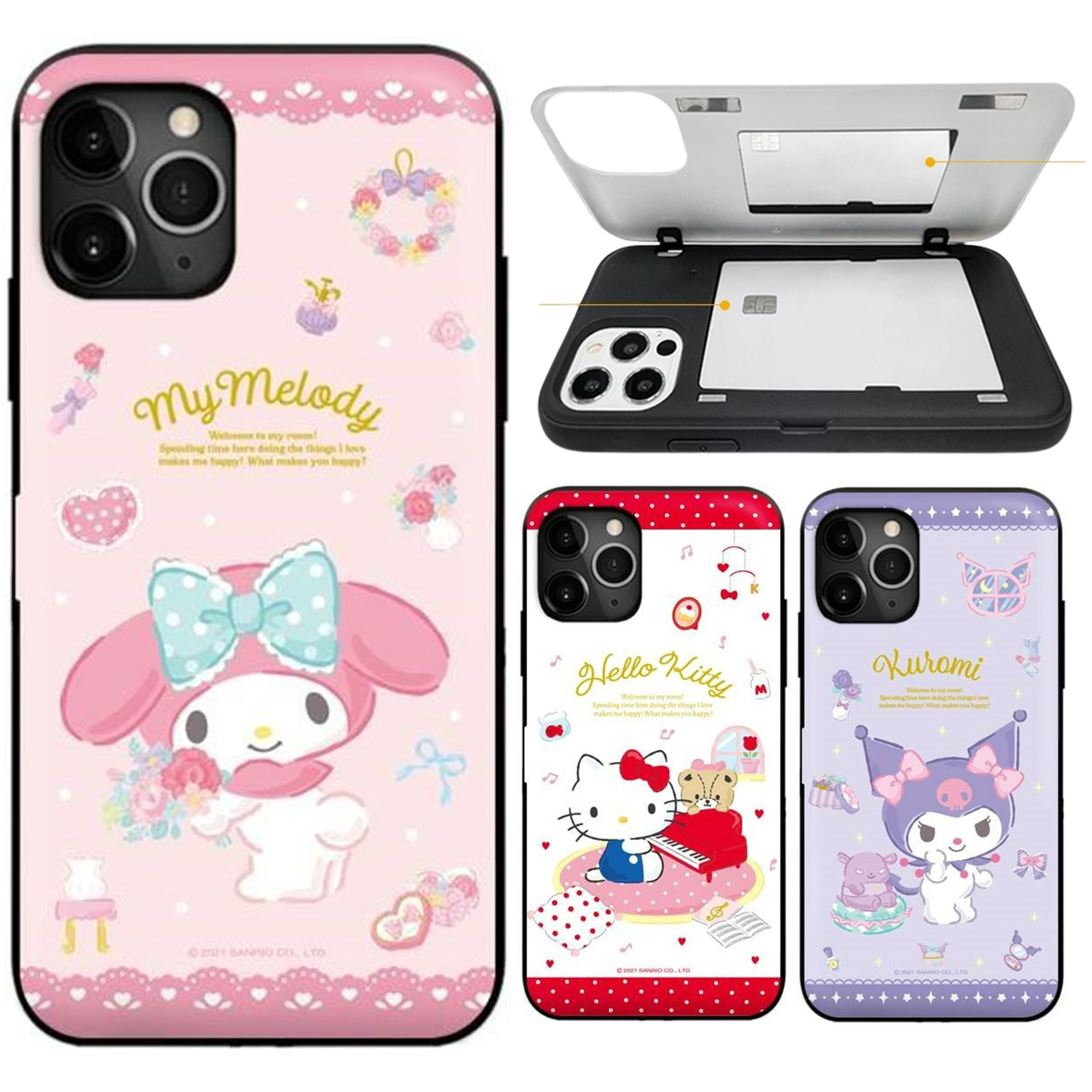 Sanrio - Door Card Case - 翻蓋插卡槽防撞手機雙層保護殼 TY