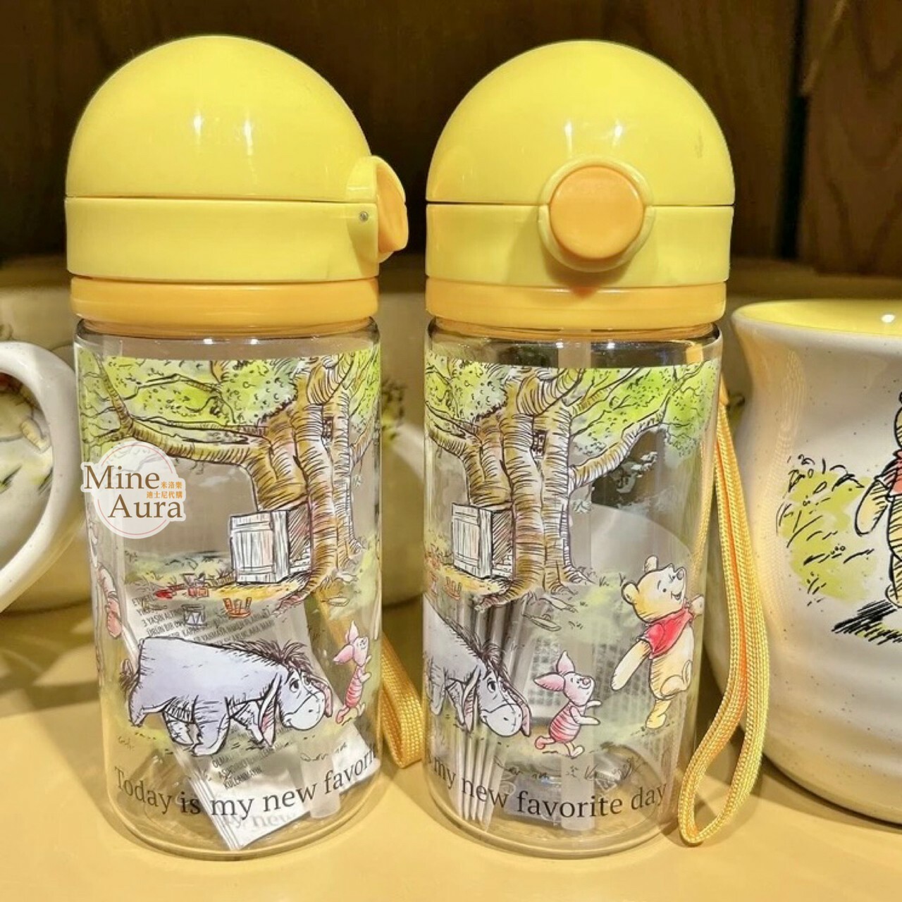 小熊維尼 Winnie the Pooh 彩繪圖案 透明 水壺 -上海迪士尼樂園