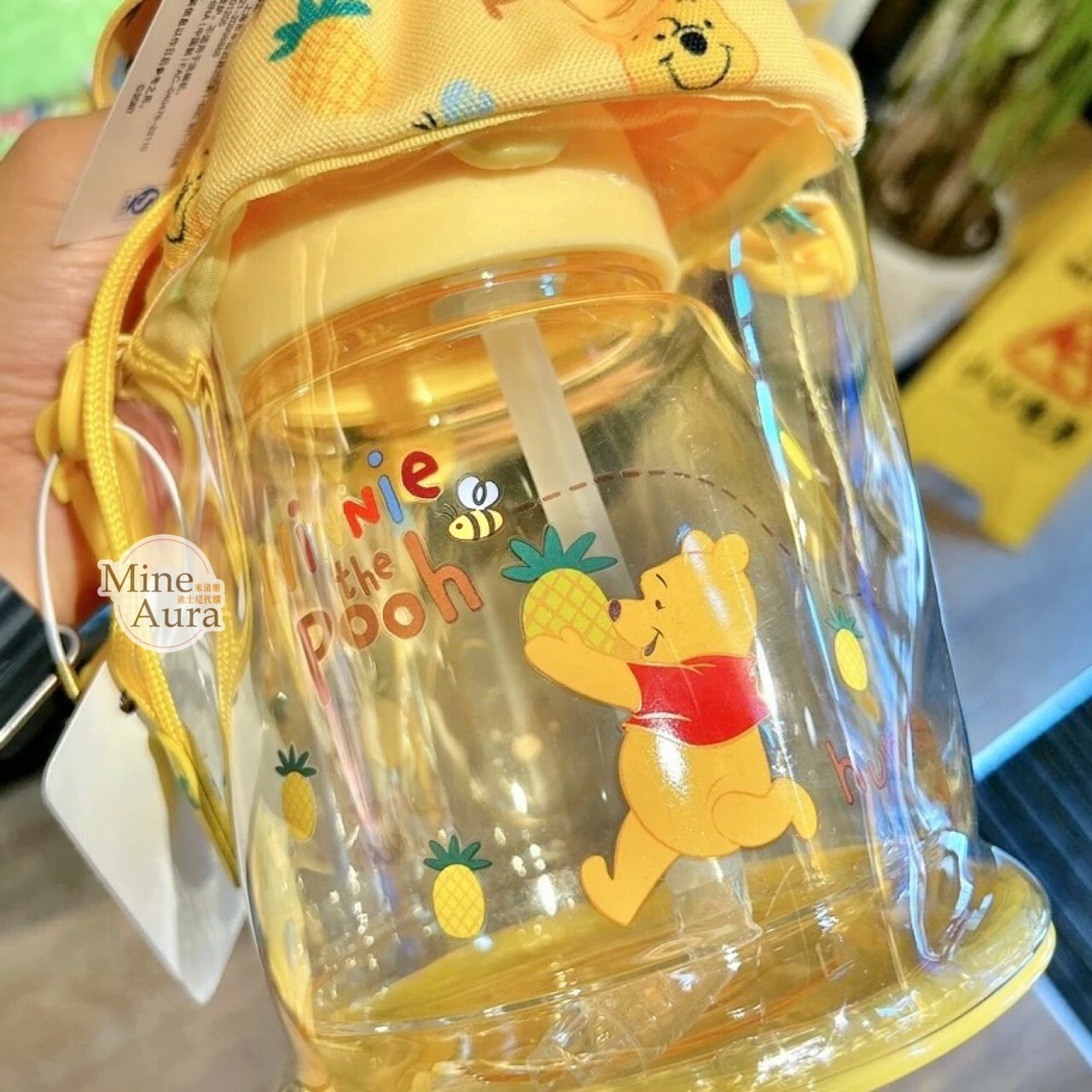 小熊維尼 Winnie the Pooh 大容量 胖胖壺 水壺 + 透明束口斜背袋 2入組 -上海迪士尼樂園