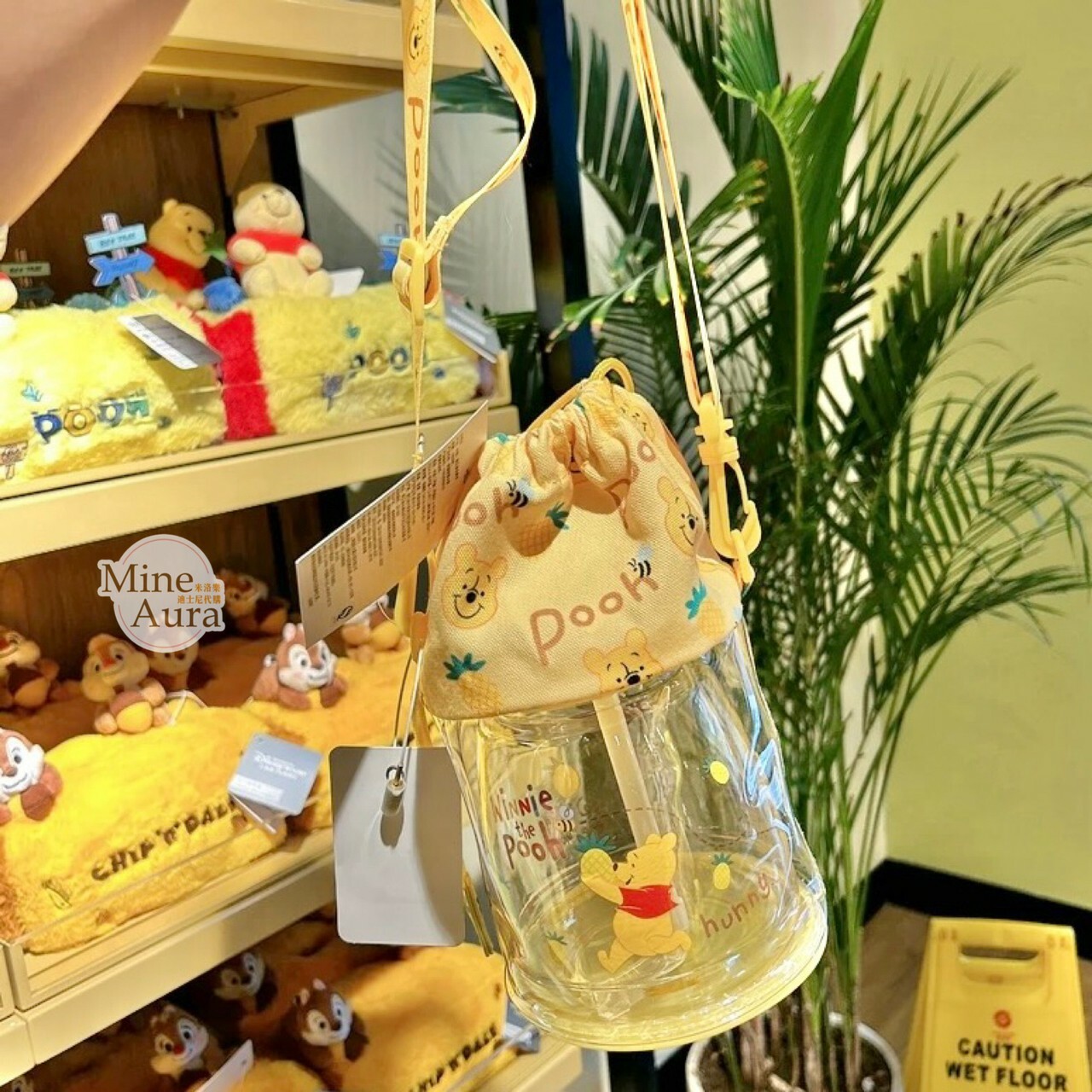 小熊維尼 Winnie the Pooh 大容量 胖胖壺 水壺 + 透明束口斜背袋 2入組 -上海迪士尼樂園