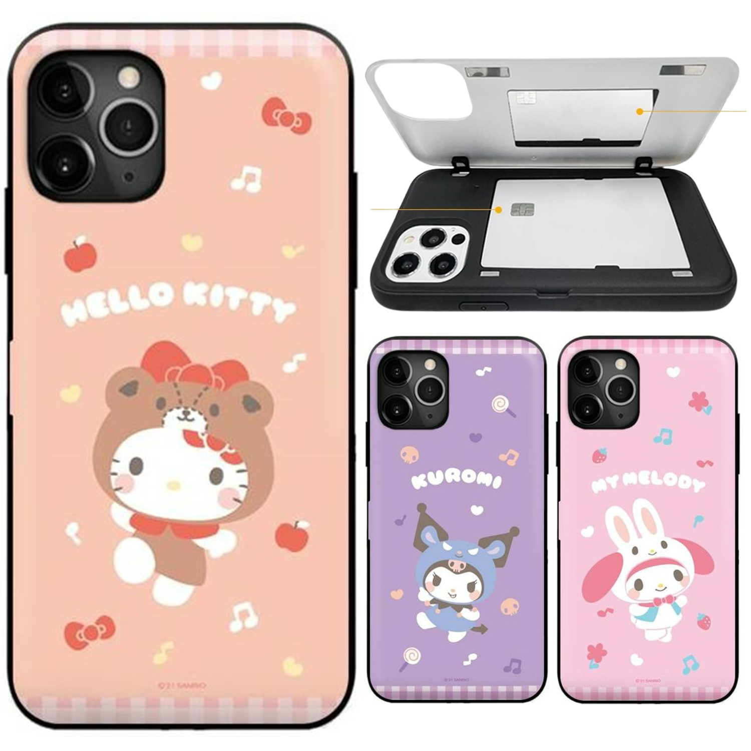 Sanrio - Door Card Case - 翻蓋插卡槽防撞手機雙層保護殼 TY