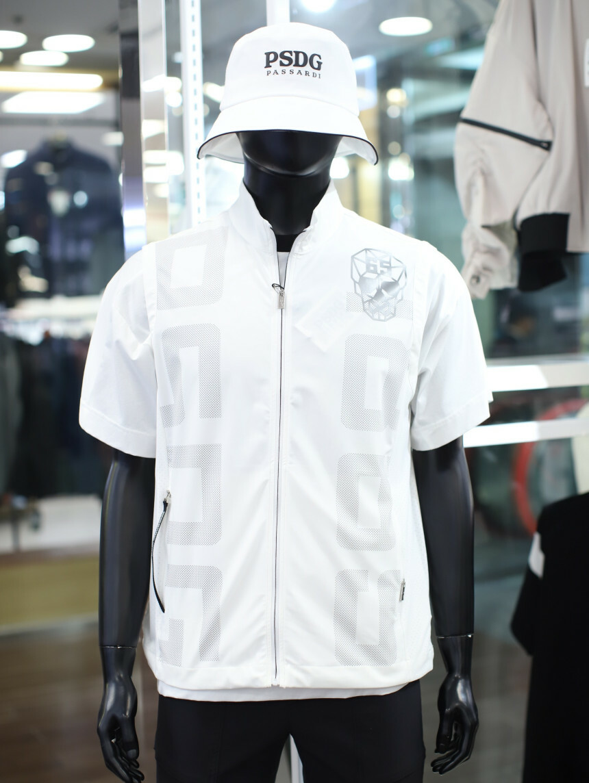 男款 401M 韓國Passardi Golf /印花Skill 英文字母網眼拉鍊背心外套/高爾夫球衣
