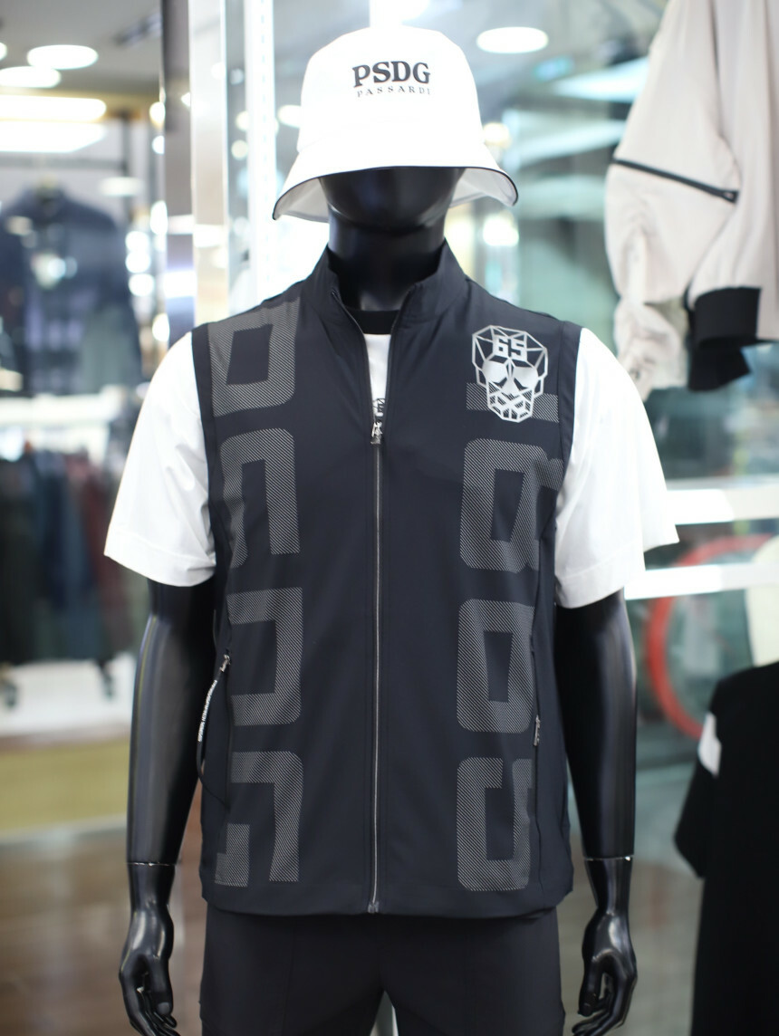 男款 401M 韓國Passardi Golf /印花Skill 英文字母網眼拉鍊背心外套/高爾夫球衣