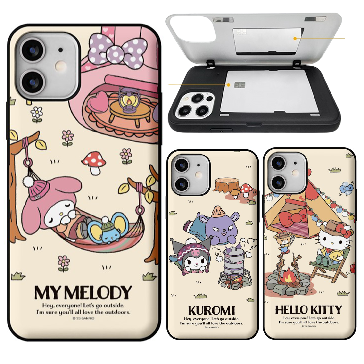 Sanrio - Door Card Case - 翻蓋插卡槽防撞手機雙層保護殼 TY