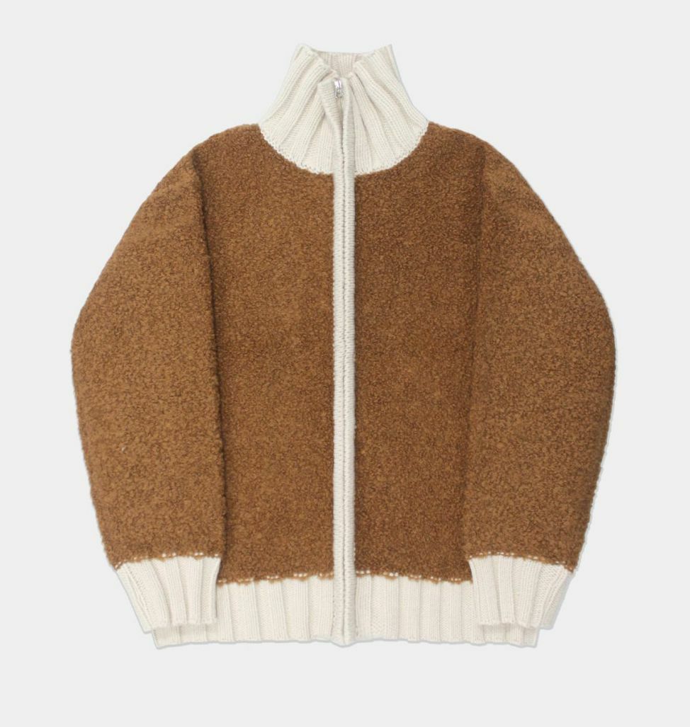 高領拼色毛粒拉鍊外套 OWN-035JK