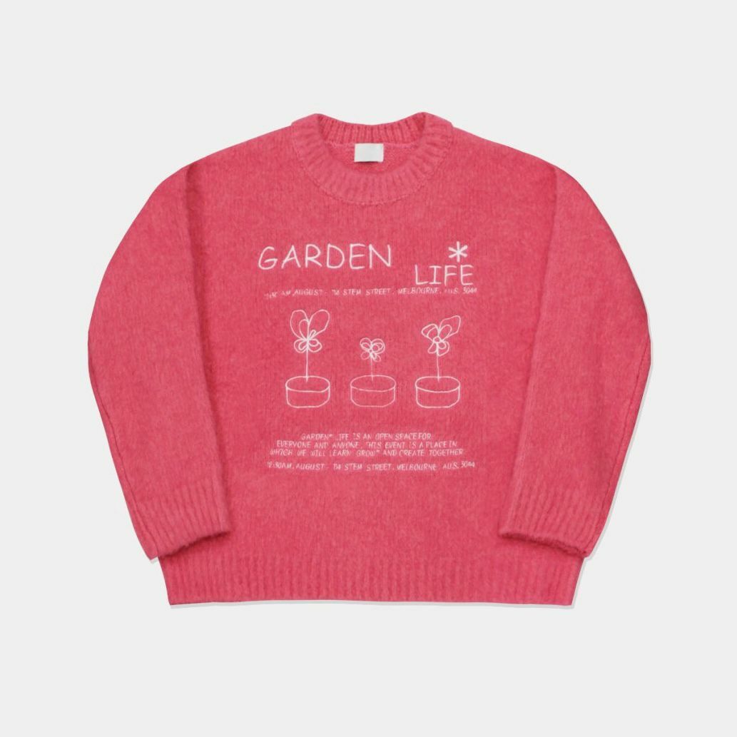 圓領花花圖案針織衫 OWN-040T