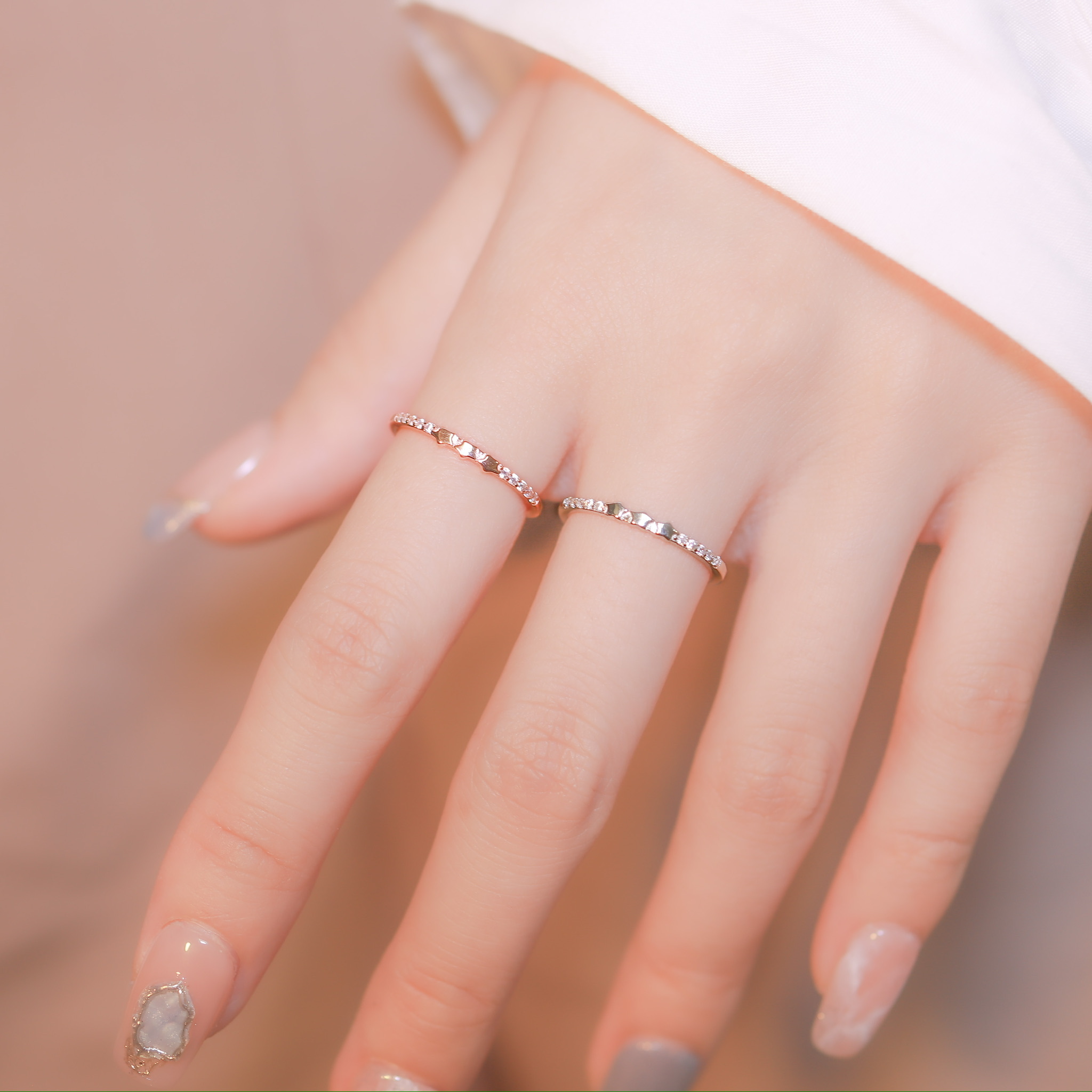 | 925純銀・白金・玫瑰金 | 微爍星星戒指（銀/玫瑰金）  | RI0585 |