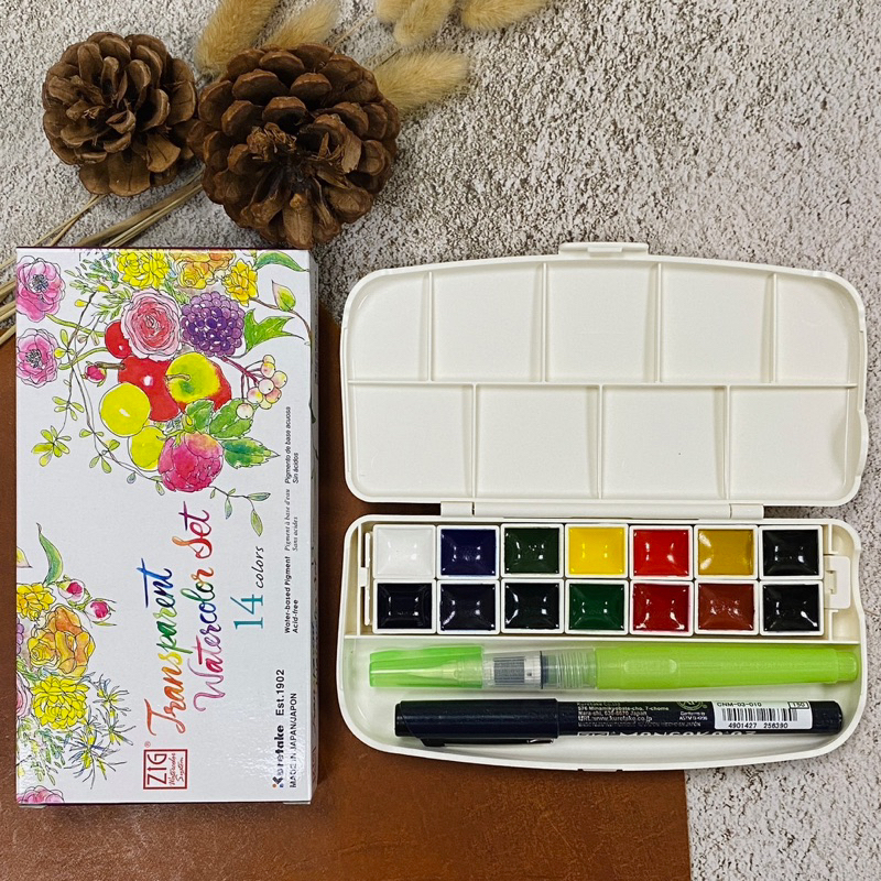 Kuretake 吳竹|14色塊狀透明水彩組