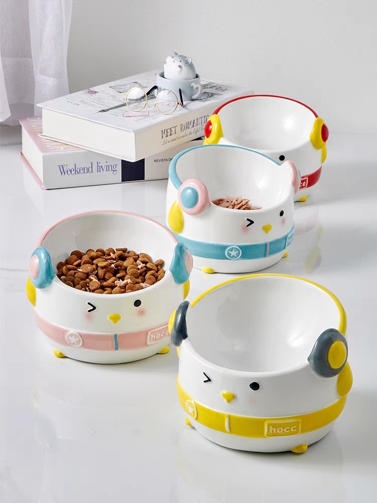 HOCC陶瓷碗 耳机企鹅设计 防滑 防打翻 高度呵护颈椎