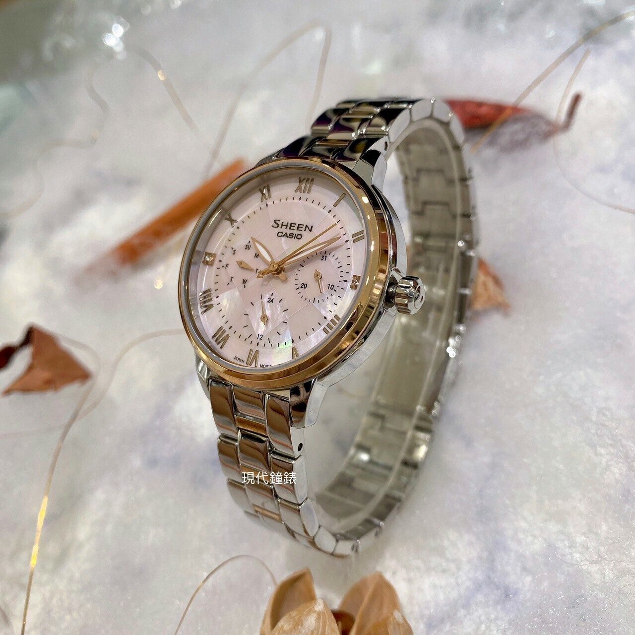【CASIO 卡西歐】SHEEN系列 耀眼羅馬時刻優雅風格腕錶 SHE-3055SPG-4A 35mm 現代鐘錶
